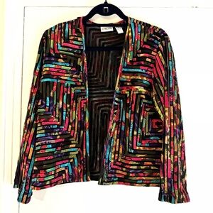 CHICO’S Rainbow Ribbon embroidered Jacket Size 3